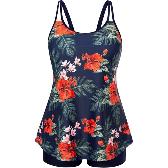 Hanna Nikole Other - Hanna Nikole Womans Swimwear Tropical Tankini Floral Set With Adjustable Straps